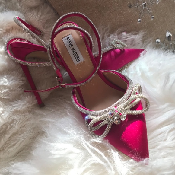 Double bow satin Fuchsia 7.5 pumps - Picture 6 of 11
